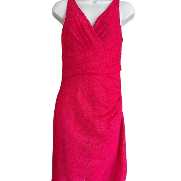 American Living Dresses & Skirts - American Living | Pink | Lace Dress| Side Ruching | V-Neck